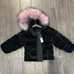Girls puffer w/ pink fur